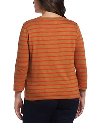 Ella Rafaella Plus cotton Knit 3/4 Sleeve Henley Top