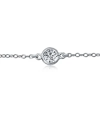 Bling Jewelry Tiny Minimalist Simple Cubic Zirconia Round Bezel Chain Cz By The Inch Bracelet Sterling Silver