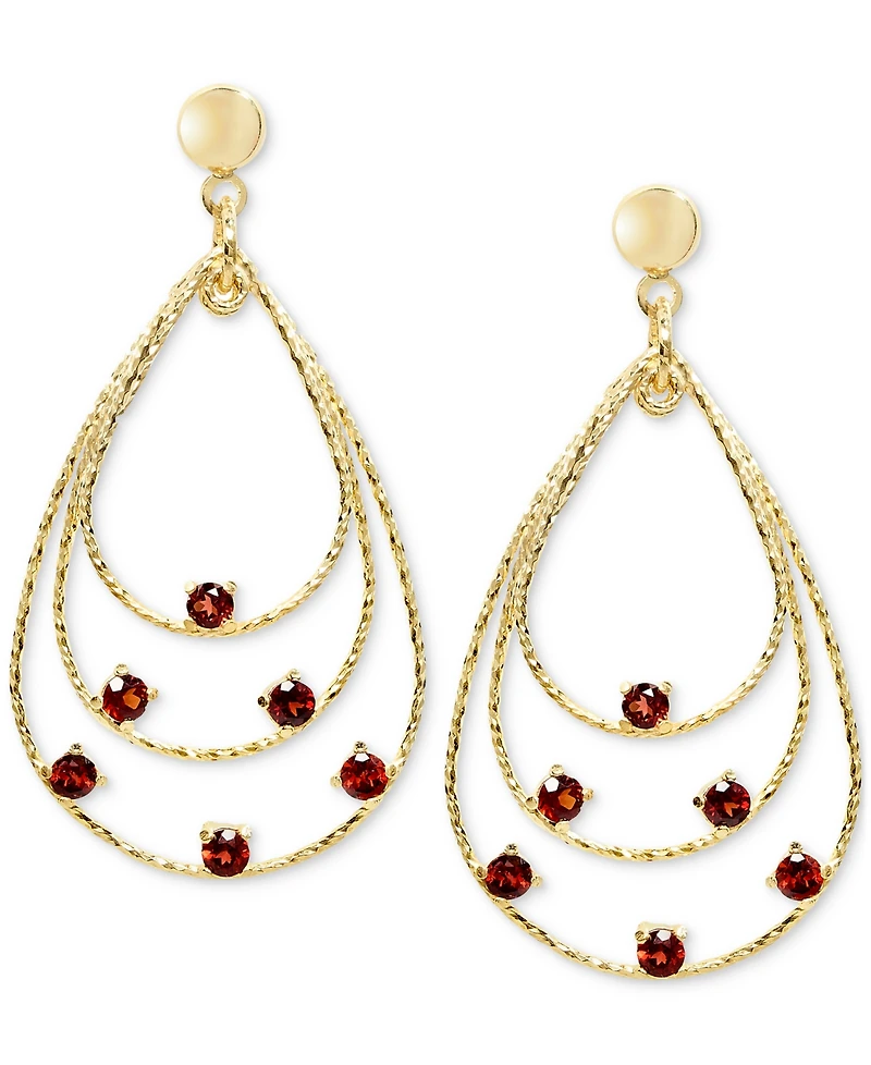 Rhodolite Garnet Triple Teardrop Drop Earrings (1-3/4 ct. t.w.) 14k Gold over Sterling Silver (Also available Citrine & Blue Topaz)