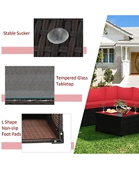 Sugift 6 Pieces Rattan Patio Sectional Sofa Set with Cushions for 4-5 Person