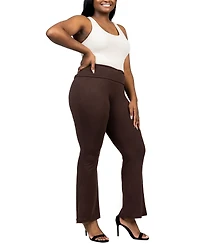 24seven Comfort Apparel Plus Bell Bottom Foldover Waist Pants