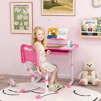 Qaba Functional Kids Desk and Chair Set Height Adjustable School Study Table