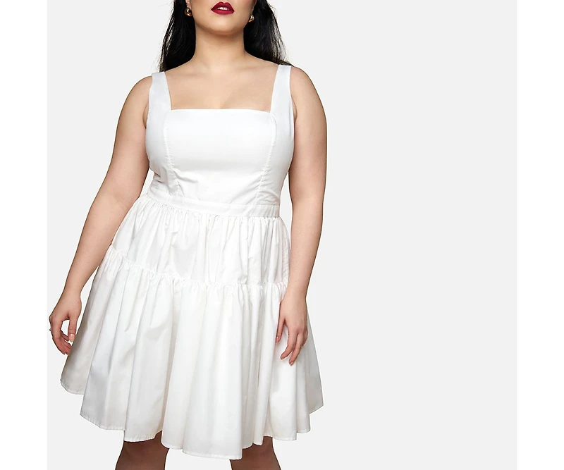 Rebdolls Women's Plus Size Peony Corset Mini Skater Dress