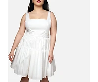 Rebdolls Women's Plus Size Peony Corset Mini Skater Dress