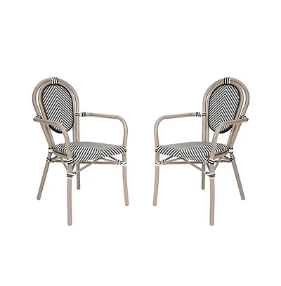 Merrick Lane Mael Set Of Two Stacking Thonet Bistro Style Chair With Arms, Textilene Seat