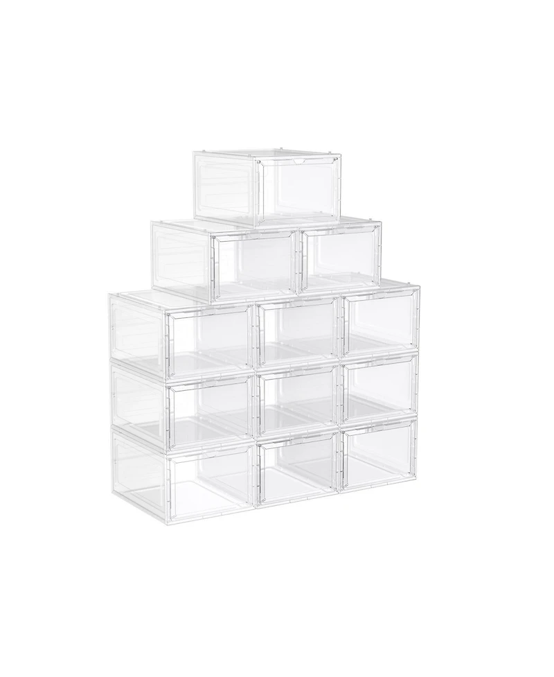 Slickblue Shoe Organizers, Set Of 12, Plastic Shoe Storage With Clear Door