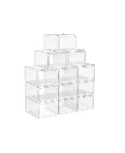 Slickblue Shoe Organizers, Set Of 12, Plastic Shoe Storage With Clear Door
