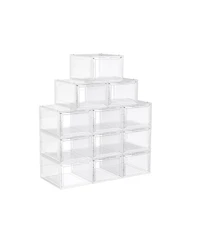 Slickblue Shoe Organizers, Set Of 12, Plastic Shoe Storage With Clear Door