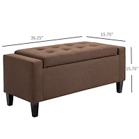 Homcom Recgular Tufted Linen Storage Ottoman Bench with Flipping Top