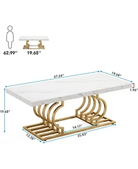 Tribesigns Modern Coffee Table, 47 Inch Faux Marble Cocktail Table with Geometric Frame, Rectangular Center Table Tea Table Accent Furniture for Livin