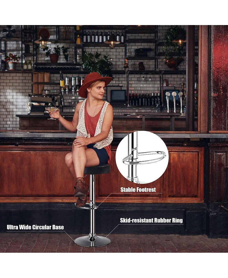 Sugift Set of 2 Adjustable Swivel Round Bar Stool Pub Chairs