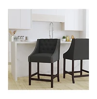 Hadleigh Upholstered Counter Stool 24" High Transitional Tufted Counter Stool With Accent Nail Trim