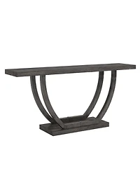 Tribesigns 63-Inch Skinny Console Table with Geometric Base 2-Tier Farmhouse Sofa Narrow Long, Thickened Behind Couch Shelves