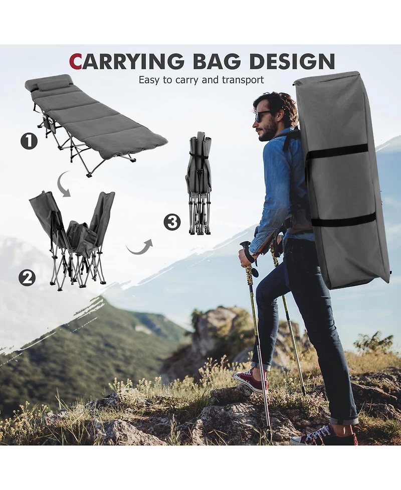Sugift Folding Retractable Travel Camping Cot with Mattress and Carry Bag
