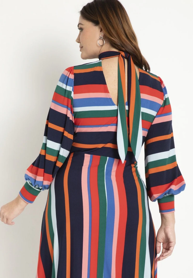 Eloquii Plus A-Line Dress With Puff Sleeves