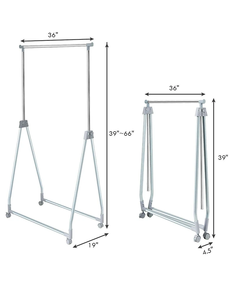 Sugift Extendable Foldable Heavy Duty Clothing Rack with Hanging Rod