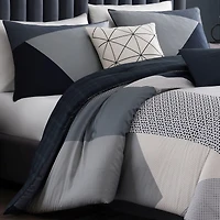 Bebejan Geo Fusion Bedding 200 Thread Count 100% Cotton Sateen 5 Piece Reversible Queen Comforter Set