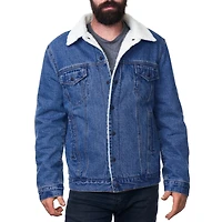 Alpine Swiss Men's Sherpa Lined Denim Jacket Classic Button Up Jean Trucker Coat