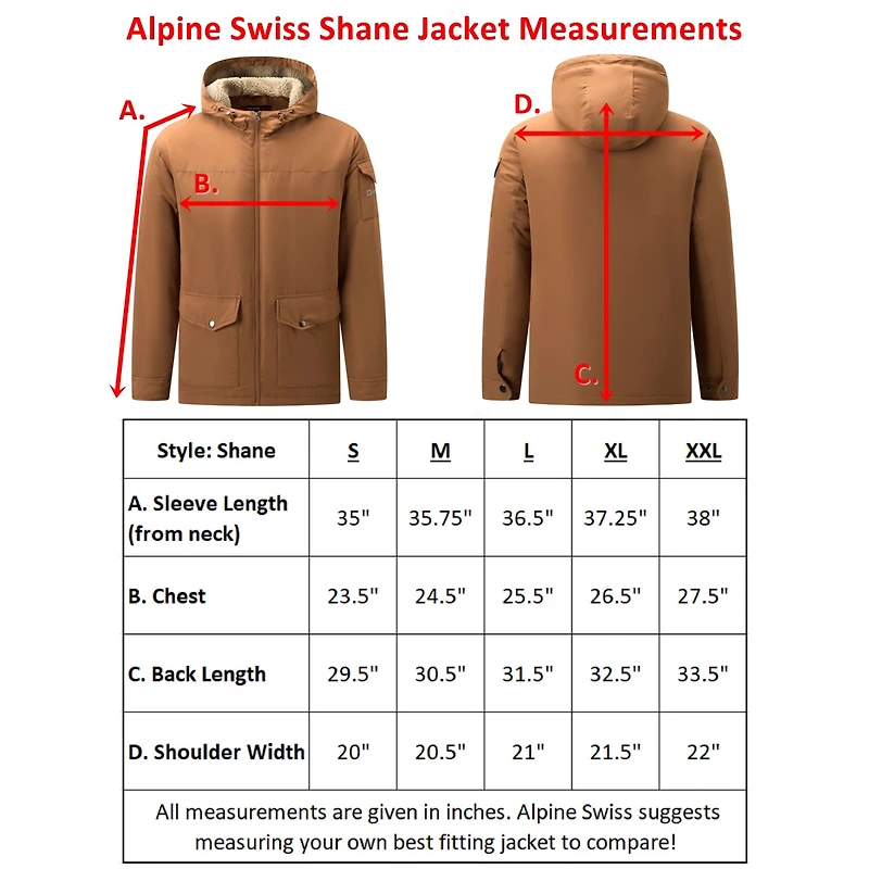 Alpine Swiss Mens Sherpa Lined Parka Hooded Winter Coat Cargo Utility Jacket