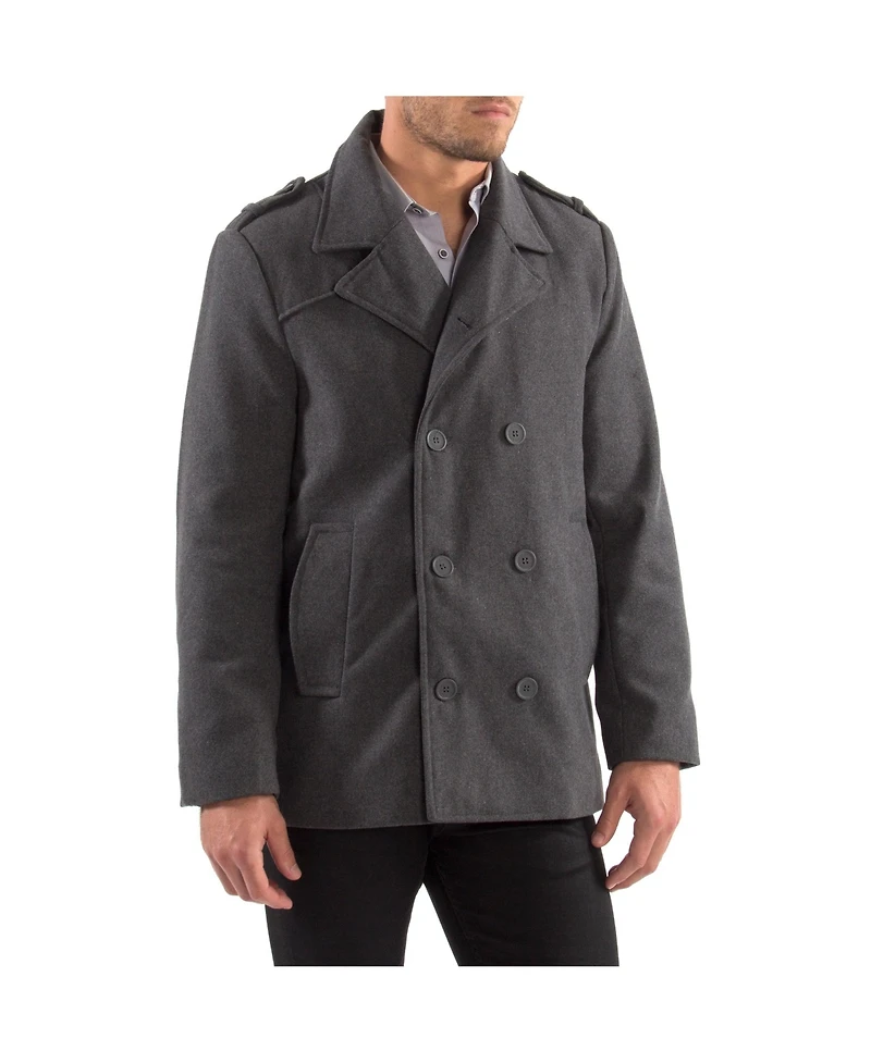 Alpine Swiss Jake Mens Pea Coat Wool Blend Double Breasted Dress Jacket Peacoat