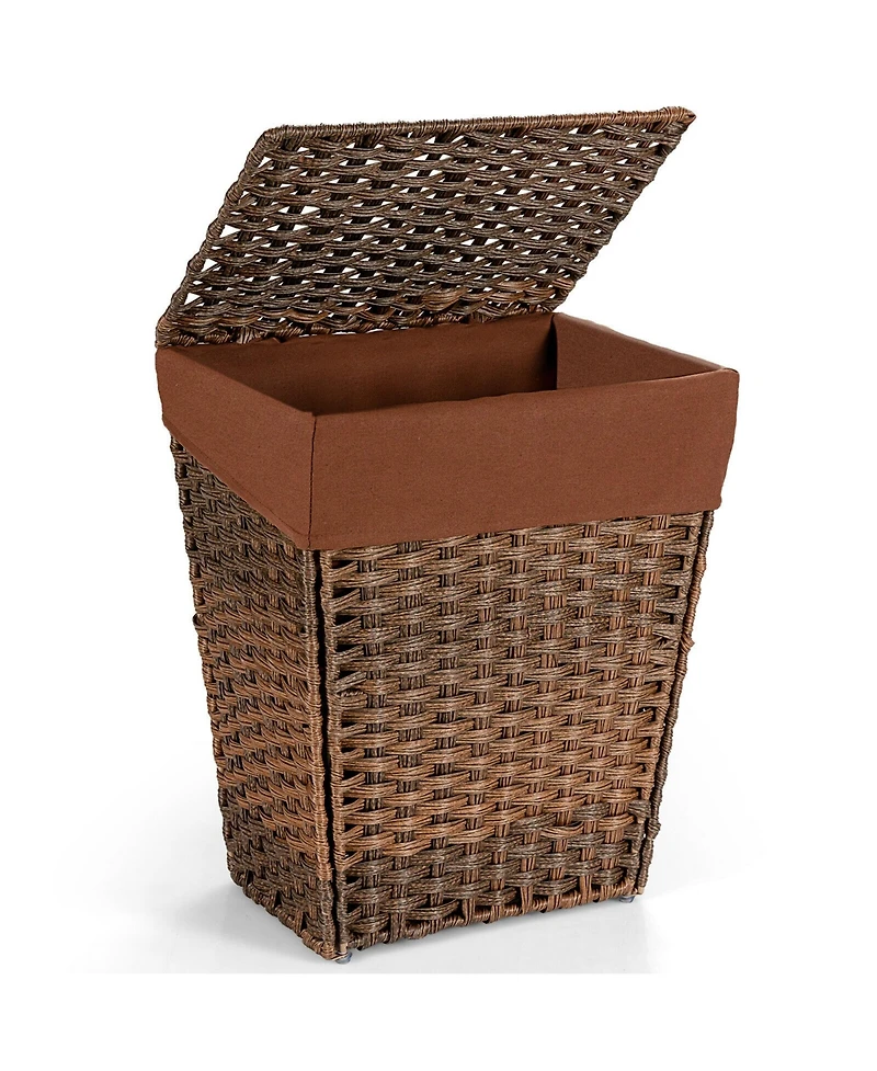 Handwoven Laundry Hamper Foldable w/Removable Liner, Lid & Handles