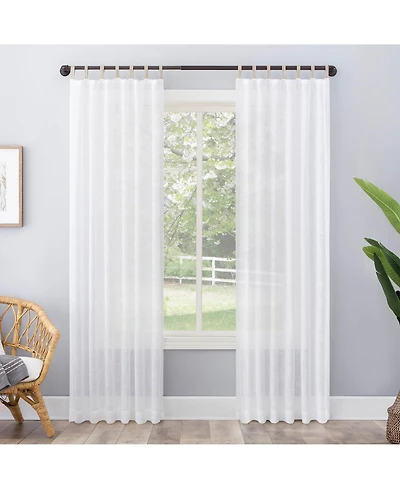 Ceri Linen Texture Jute Tabs Semi-Sheer Tab Top Curtain Panel