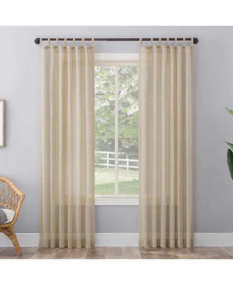 Ceri Linen Texture Jute Tabs Semi-Sheer Tab Top Curtain Panel