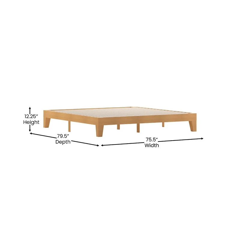 Merrick Lane Eduardo Platform Bed Frame, Solid Wood Frame With Slatted Support