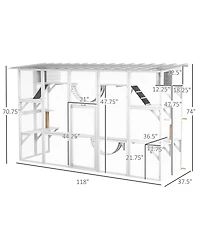 PawHut Catio Playground Cat Window Box Outside Enclosure, Wooden Outdoor Cat House