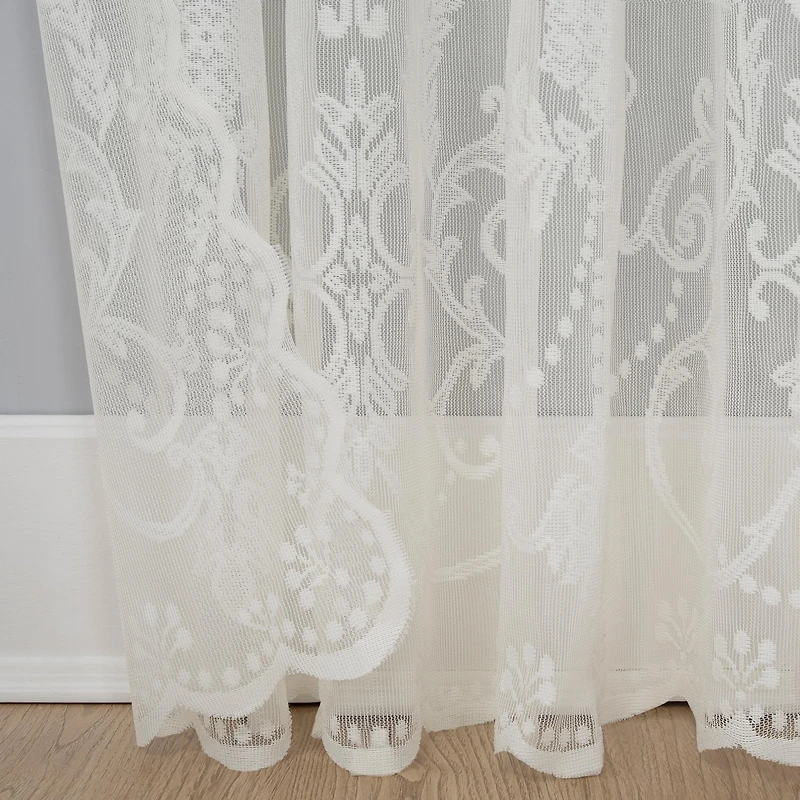 Ariella Floral Lace Sheer Rod Pocket Curtain Panel
