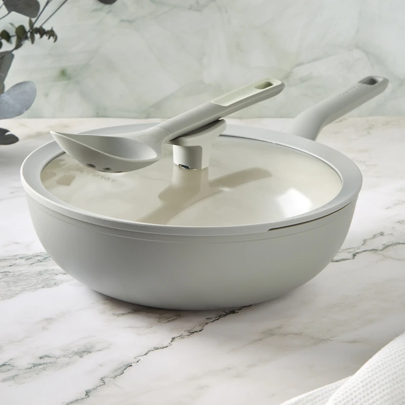 BergHOFF Balance Non-stick Ceramic Wok Pan 11", 4.4qt. With Glass Lid, Recycled Aluminum