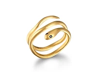 Gold Coils Black Snake Ring