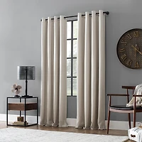 Linen Blend Blackout Grommet Top Curtain