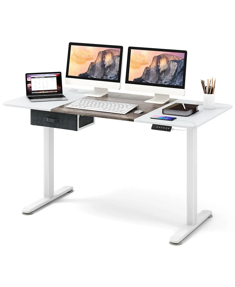 Electric Standing Desk 55'' x 28'' Height Adjustable Sit Stand with Usb Charging Port