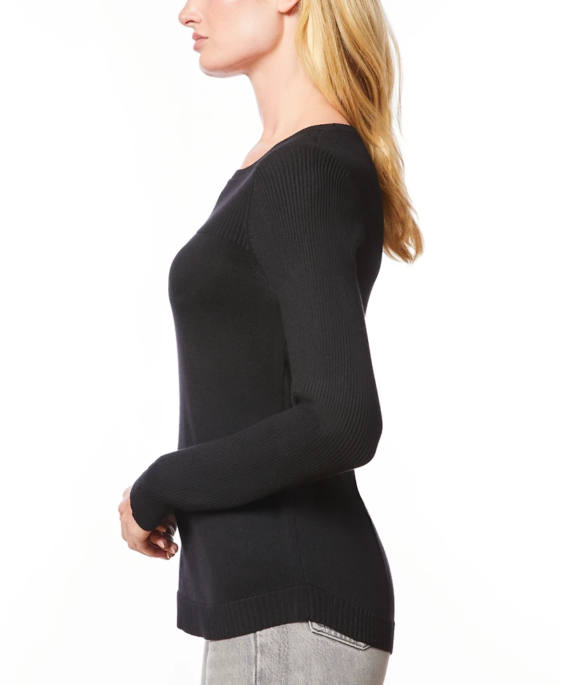 Melissa Paige Women's Petite Boat Neck Long-Sleeve Sweater