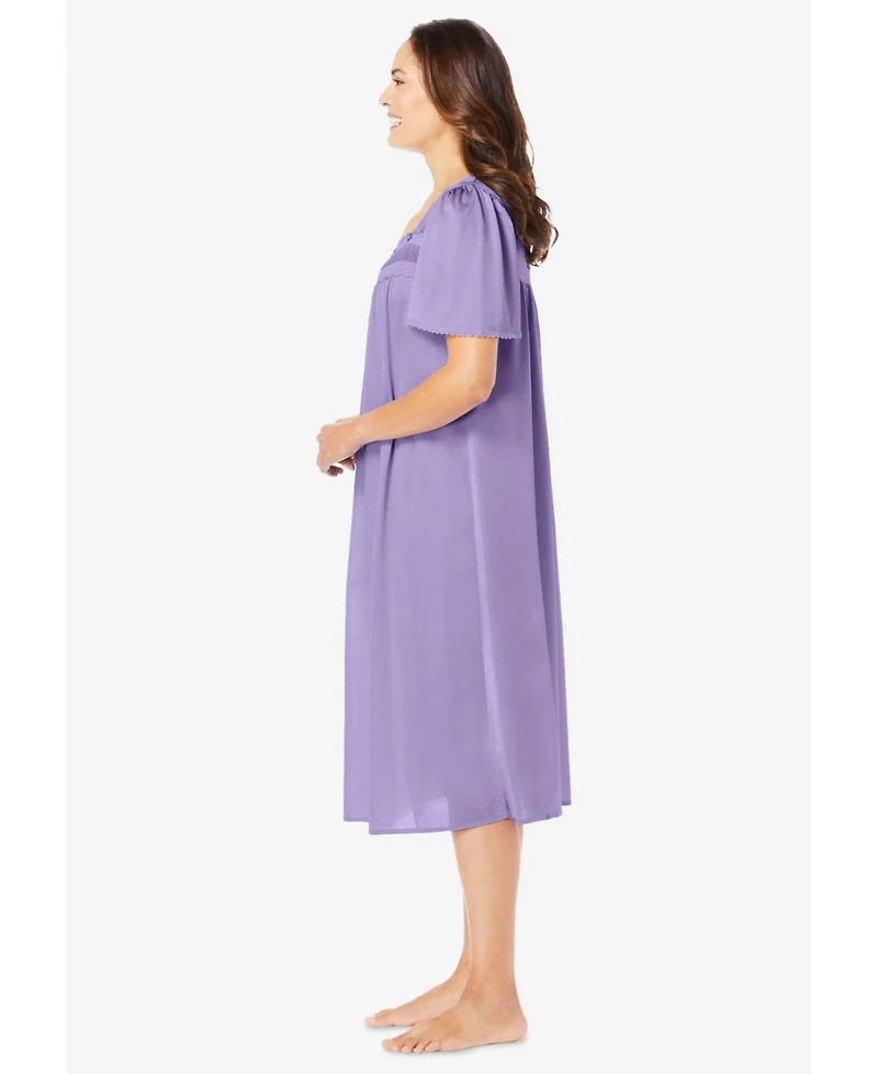 Only Necessities Women's Short Silky Lace-Trim Gown