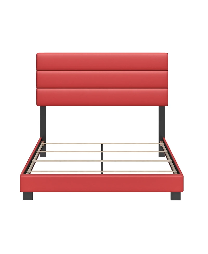 Napoli Leather Upholstered Platform Bed Frame with Tri-Panel Adjustable Headboard - Boyd Sleep