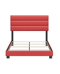 Napoli Leather Upholstered Platform Bed Frame with Tri-Panel Adjustable Headboard - Boyd Sleep