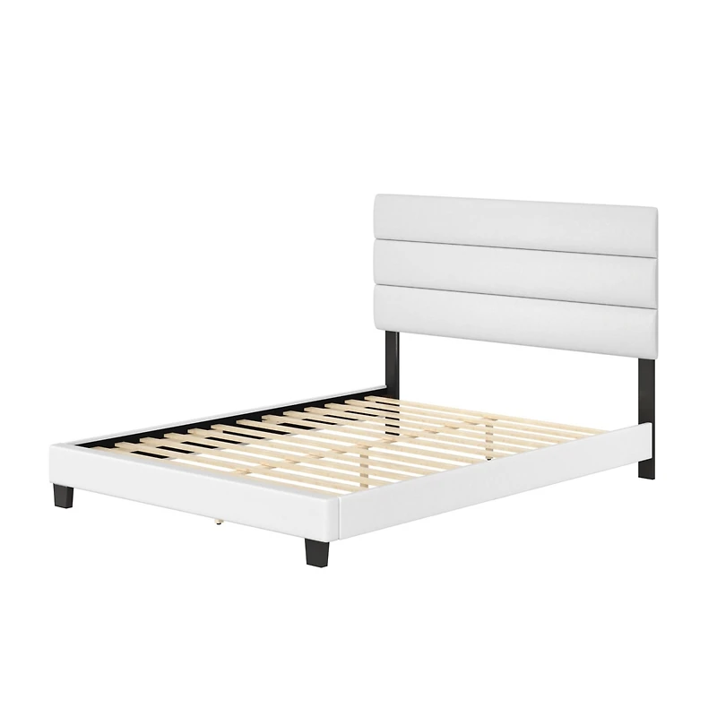 Boyd Sleep Piedmont Leatherette Upholstered Platform Bed Frame with Adjustable Headboard