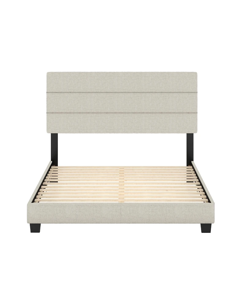 Sicily Linen Upholstered Platform Bed Frame with Adjustable Headboard - Boyd Sleep