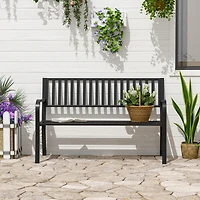 Outsunny Slat Design 2 Seat Steel Patio Garden Bench Backyard Furniture -