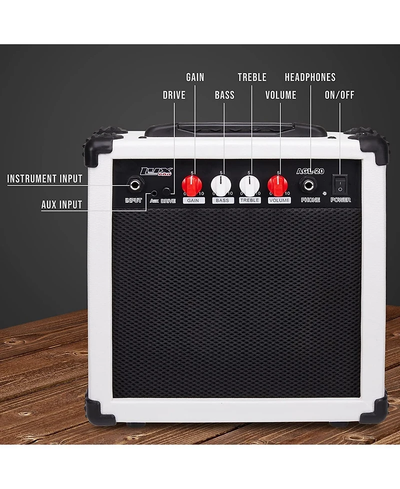 LyxPro Electric Guitar Amp, 20 Watt Guitar Amplifier - Mahogany