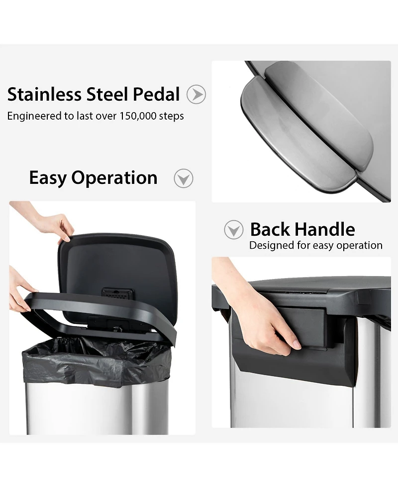 Sugift 13.2 Gallon Step Trash Can with Soft Close Lid and Deodorizer Compartment