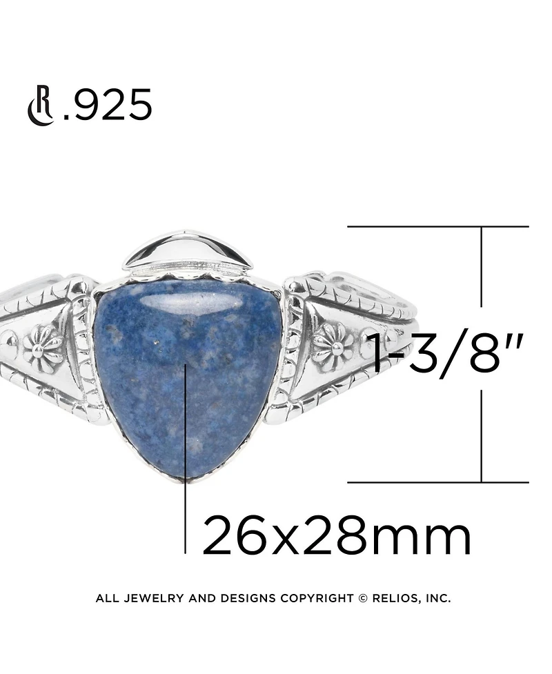 American West Jewelry Sterling Silver Blue Denim Lapis Gemstone Arrowhead Cuff Bracelet S - L