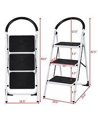 Sugift Heavy Duty Industrial Lightweight Folding Stool 3 Step Ladder