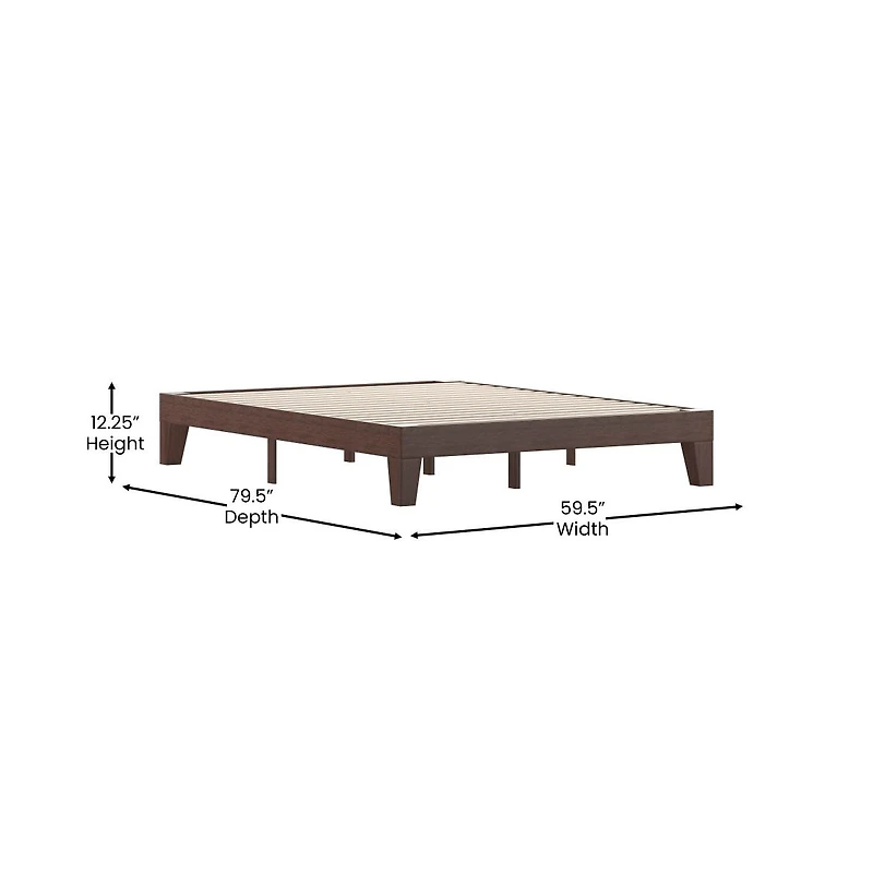Merrick Lane Eduardo Platform Bed Frame, Solid Wood Platform Bed Frame With Slatted Support