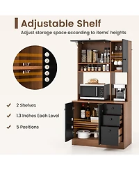 71 Inch Kitchen Pantry with 3 Storage Cabinet and 3 Deep Drawers
