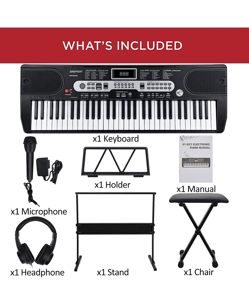 Sugift 61 Key Premium Electric Keyboard Piano Kit