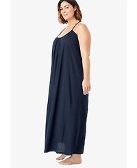 Dreams & Co. Women's Breezy Eyelet Knit Long Nightgown