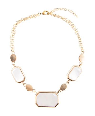 Barse Bold Genuine White Mother of Pearl Abstract Statement Necklace